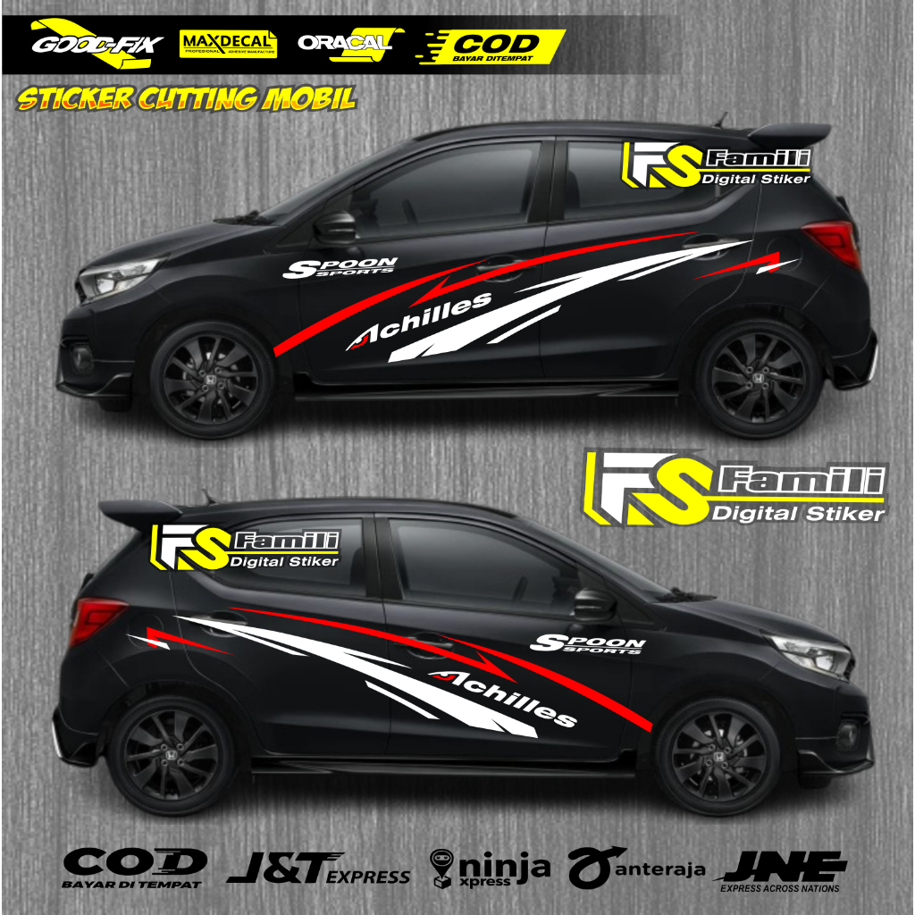 Stiker Mobil Brio racing lis aksesoris sticker body samping terbaru
