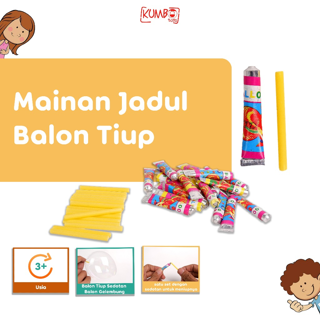 Mainan Jadul Balon Tiup Sedotan Balon Gelembung