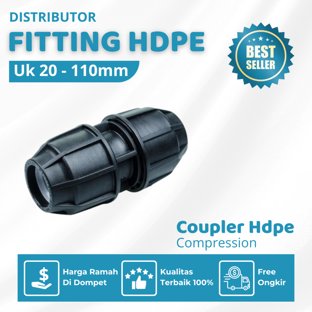 Coupler Pipa Hdpe 1 14 Inch Atau 40mm PN 16 | Coupling Hdpe Compression