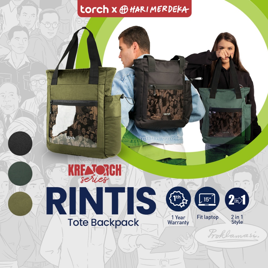 TORCH Rintis Tote Bag Backpack Kuliah Artwork Spesial Hari Merdeka