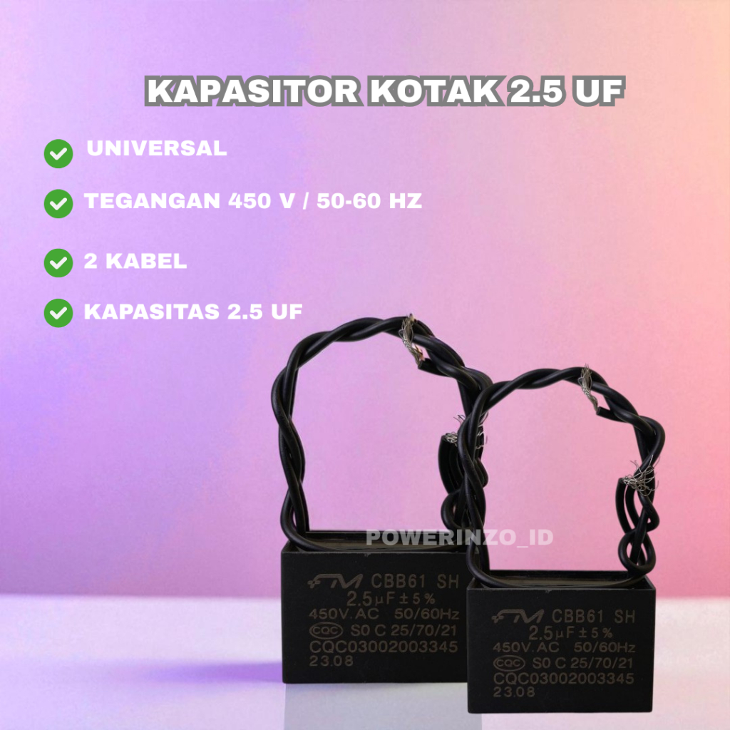 KAPASITOR KIPAS ANGIN 2,5 UF SEMUA MERK CBB61