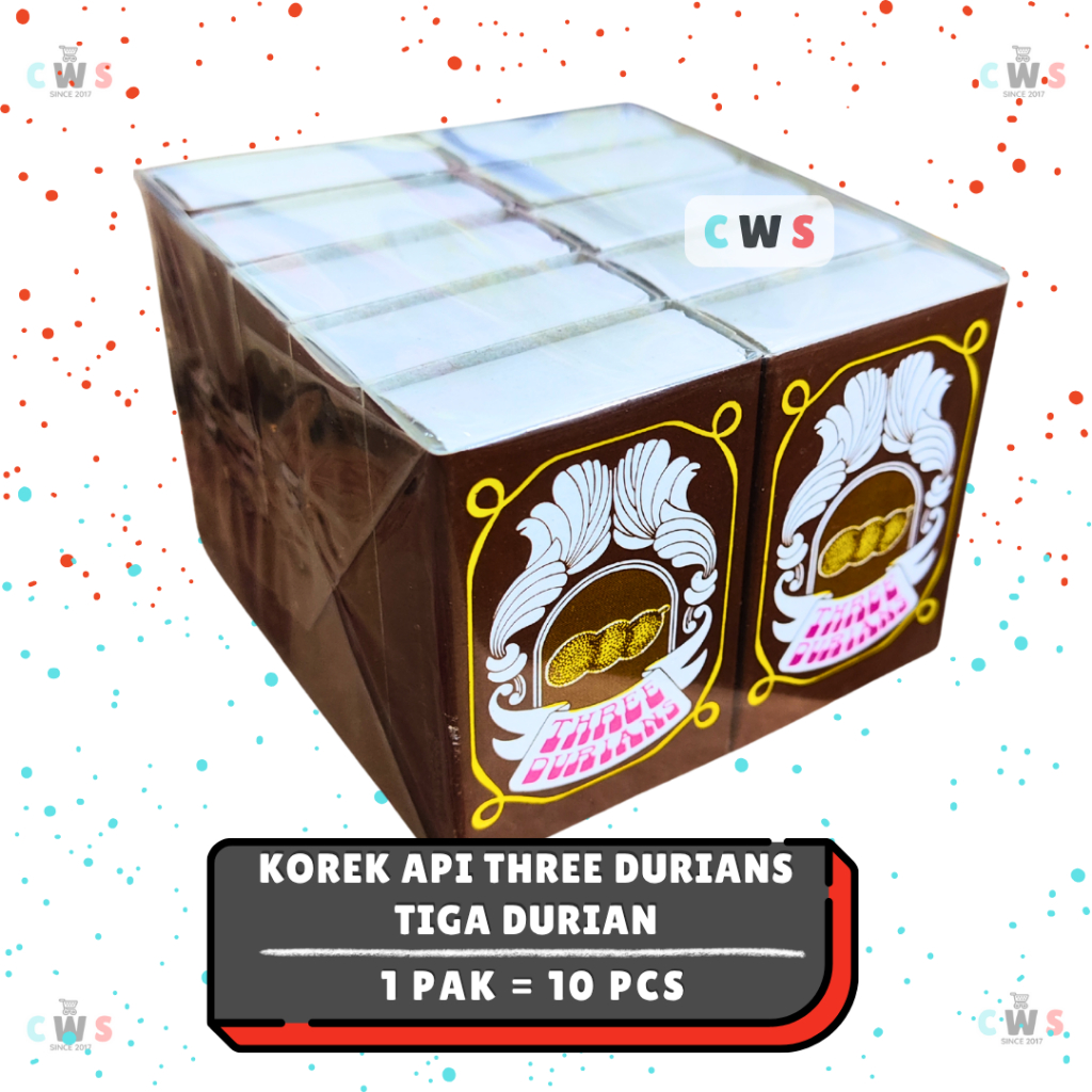Korek Api Kayu Cap THREE DURIANS TIGA DURIAN - 1 Pak / 10 Pcs