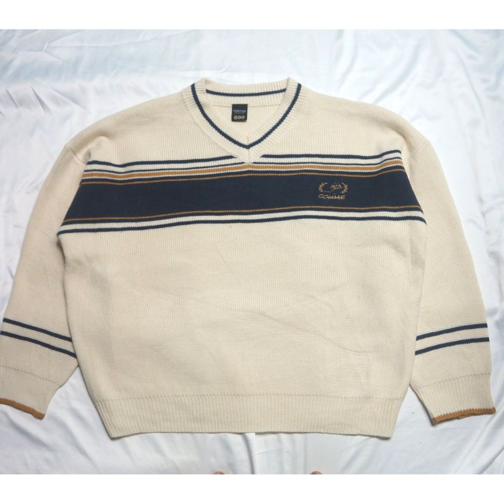 CPGN STUDIO COMME Vneck Unisex KIHYUN MONSTA X Oversized Korean Cream Knitwear Sweater Sweatshirt Cr