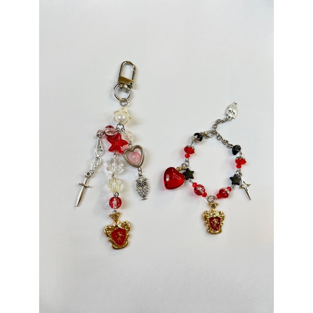 [Bundling] Keychain + Bracelet Harry Potter Gryfindor | Harry Potter House | Aksesoris | Gelang Mani