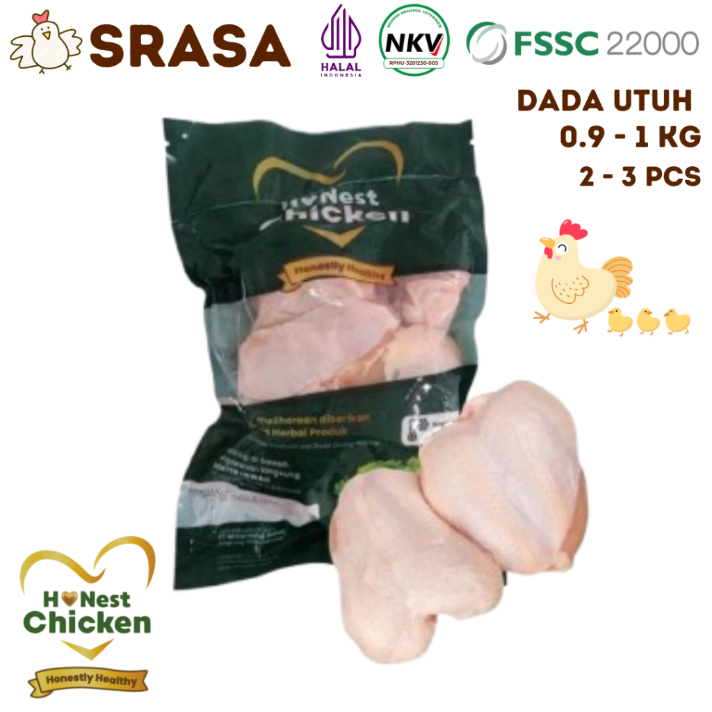 

HONEST CHICKEN DAGING AYAM PROBIOTIK AYAM DADA UTUH HALAL NKV 900 GR - 1000 GR