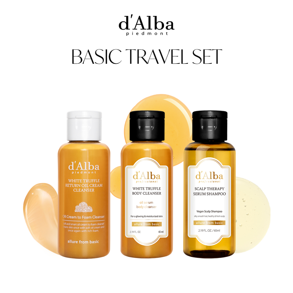 Basic Travel Set (d'Alba Return Oil Cream Cleanser 65ml + Oil Serum Body Cleanser 65ml + Professiona