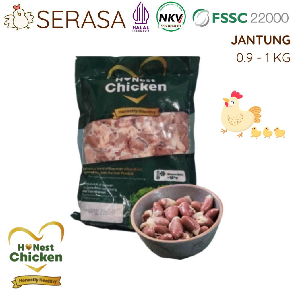 

HONEST CHICKEN DAGING AYAM PROBIOTIK JANTUNG AYAM HALAL NKV 900 GR - 1000 GR