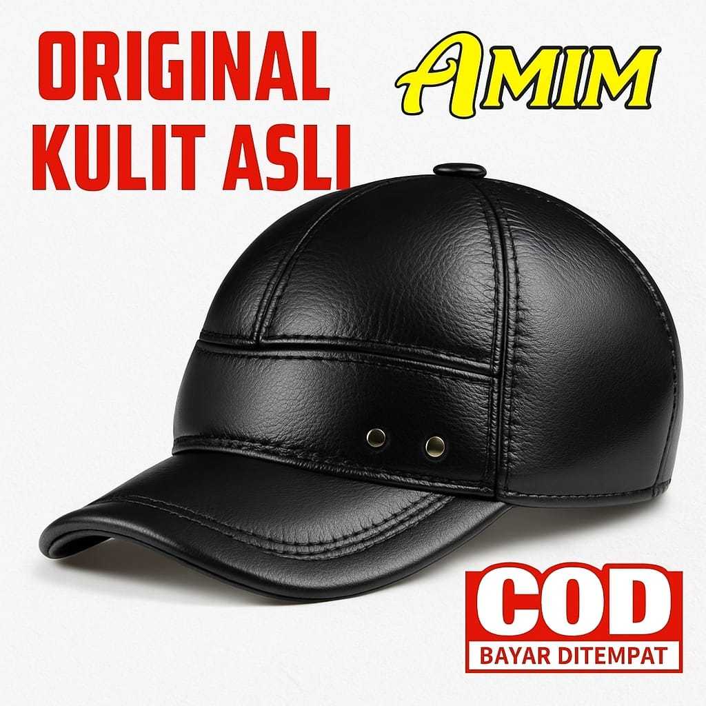 Topi Kulit Pria - Topi Baseball Kulit Premium Asli