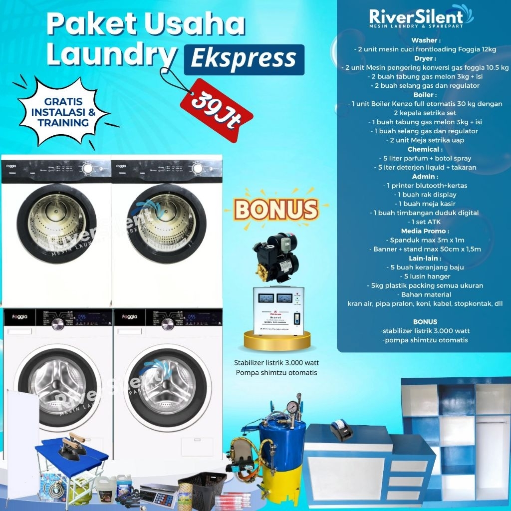paket usaha laundry 39 juta | mesin laundry express