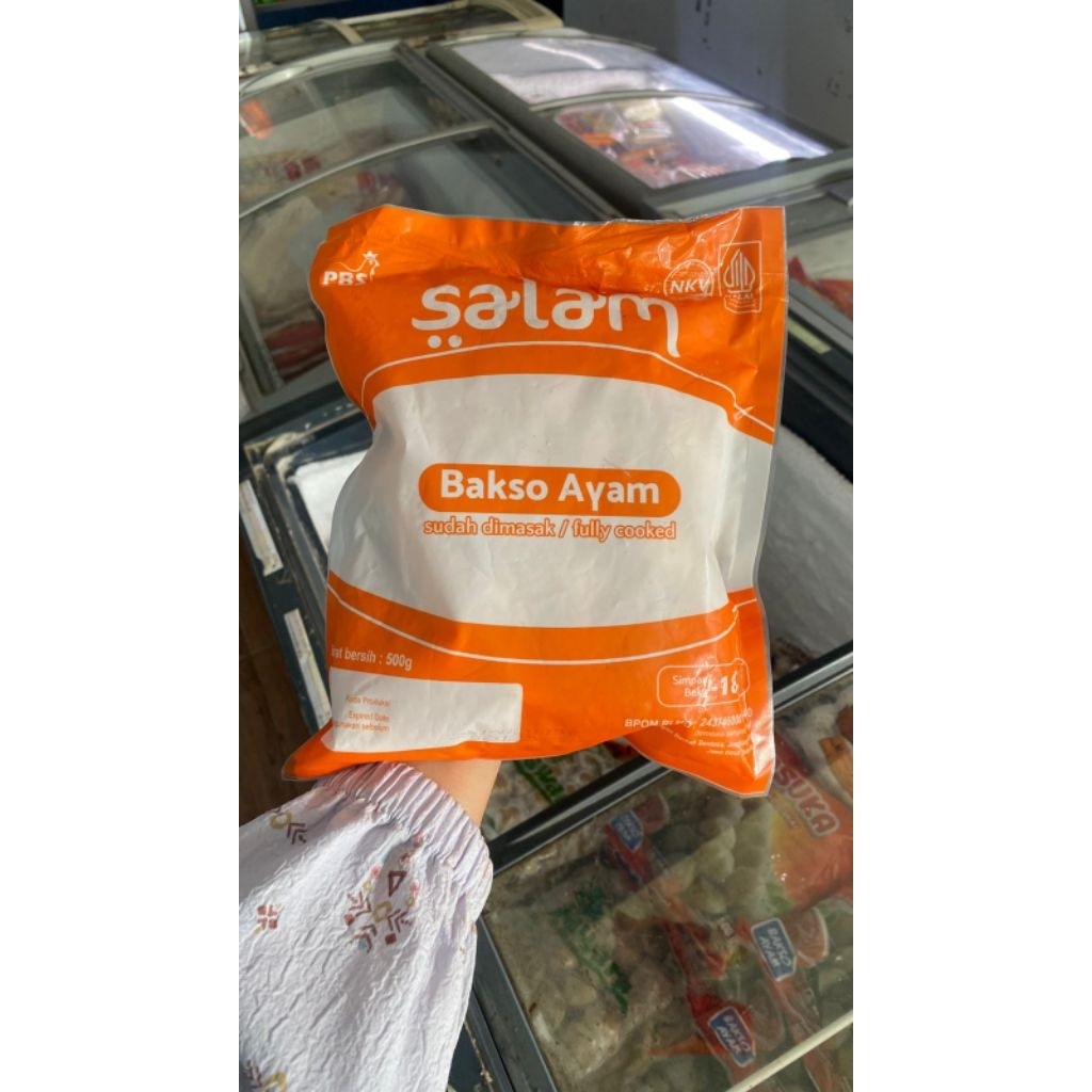 

Salam Bakso Ayam 500g Frozen food cik ntik Jambi cemilan jajanan seblak korea jepang