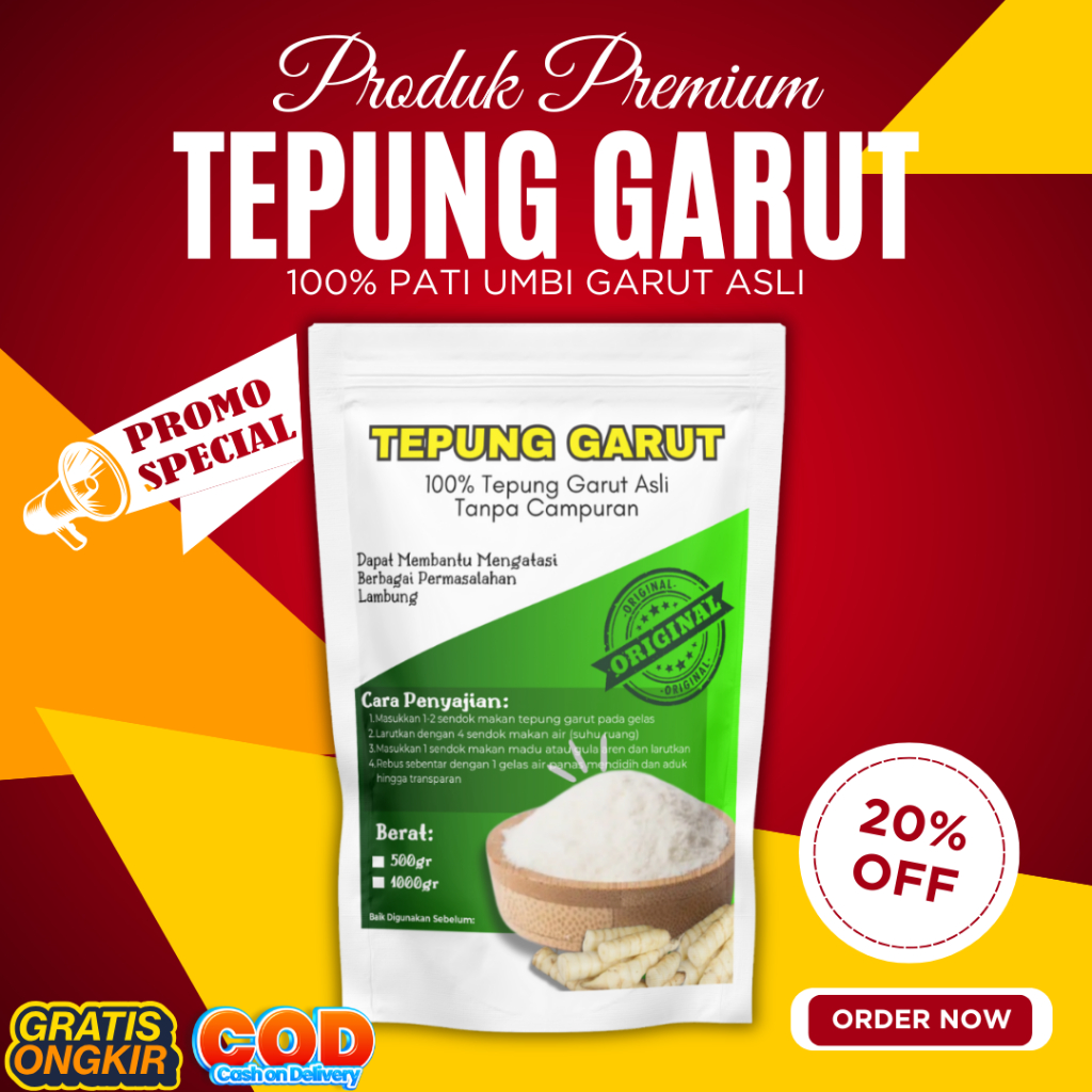 

TEPUNG GARUT/PATI ASAM LAMBUNG/ANGKRIK /ARROWROOT 500Gr