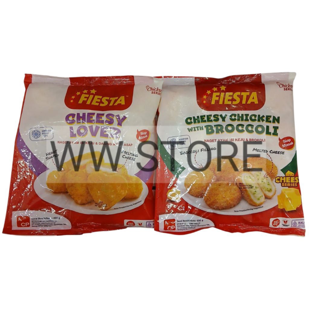 

Naget ayam isi keju & daging ayam asap / sayur brokoli SIAP MASAK halal MUI FIESTA CHEESY LOVER / CHICKEN WITH BROCCOLI NUGGET 400g