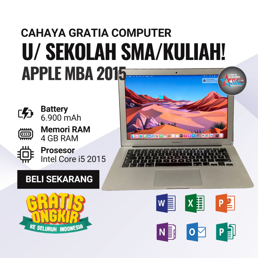 APPLE MACBOOK AIR 13.3-INCH CORE I5 2015 SSD 256GB RAM 4GB 1.6GHz