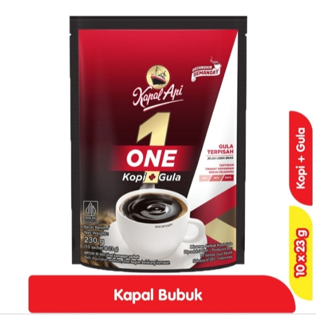

Kapal Api One Kopi + Gula Bubuk 10 x 23 g