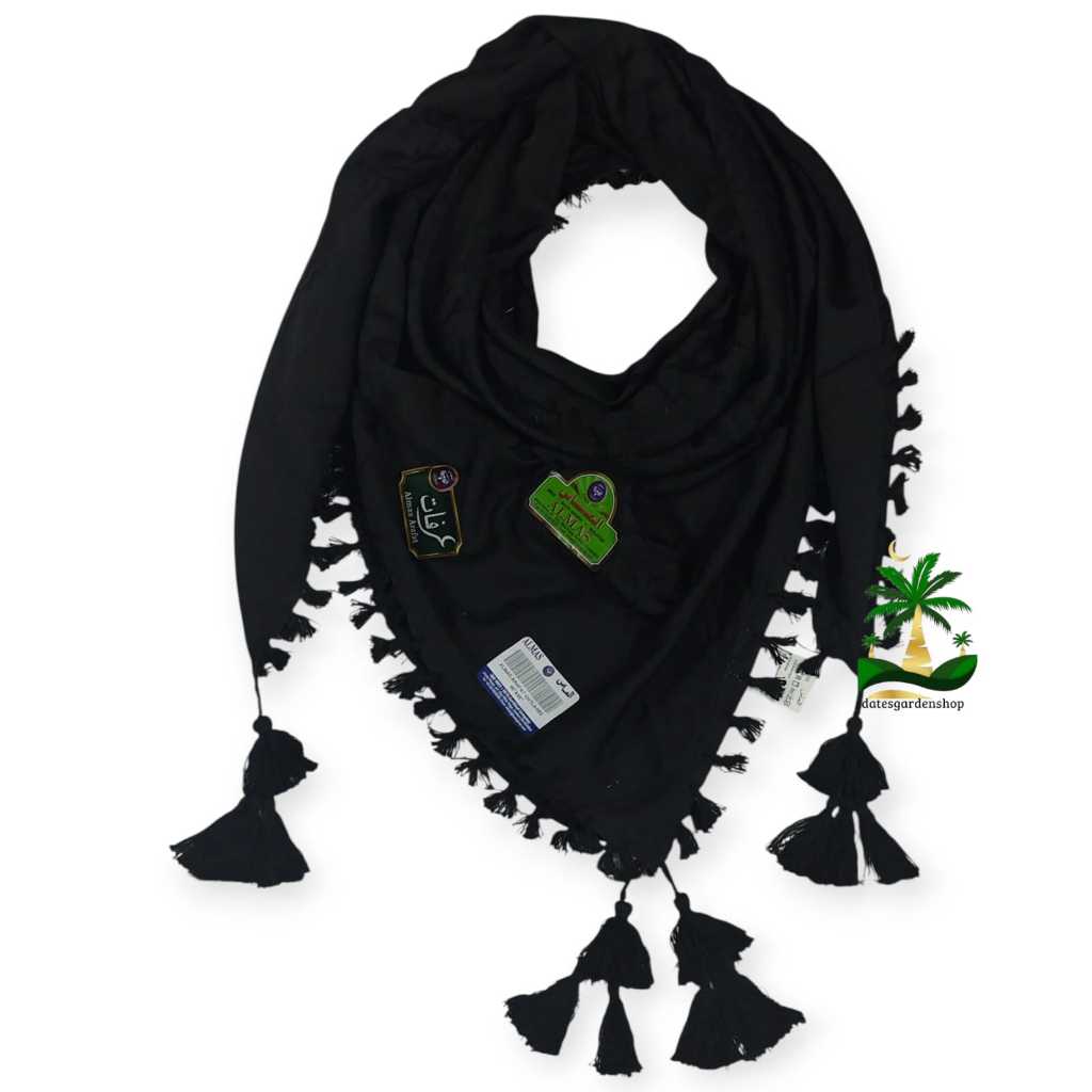 Sorban Almas Koncer Hitam Polos Original - Surban Rida Solo Koncer Premium - Bahan Rayon Super Jatuh