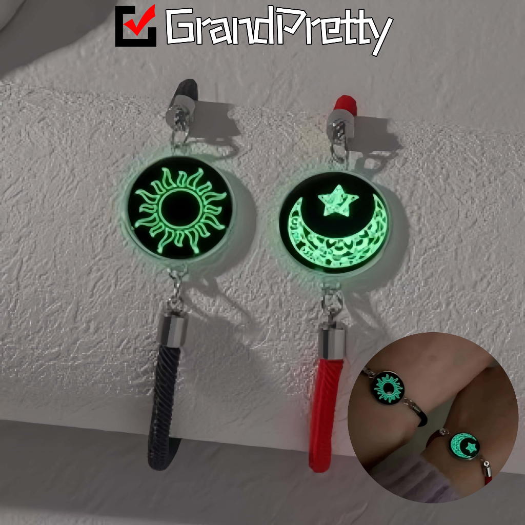 【Beli 1 Gratis 1】Gelang Couple Pasangan Getar Glow in the Dark Bintang Bulan Titanium Gelang Getar J