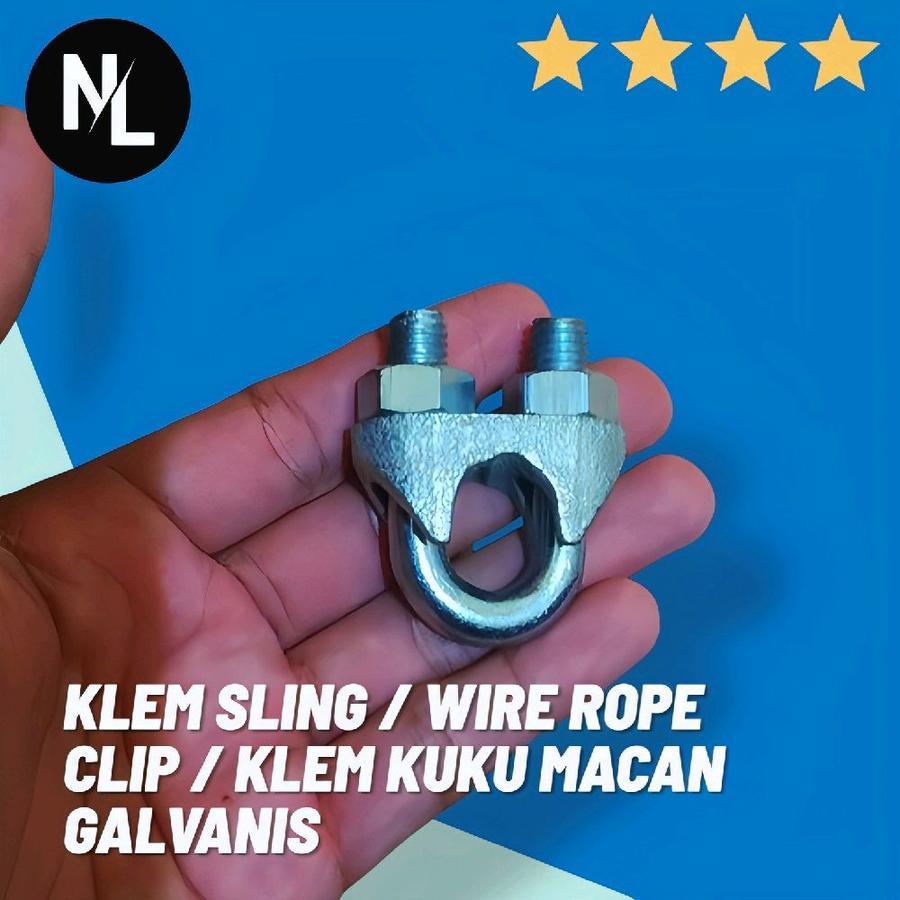 M8 KLEM SELING / WIRE ROPE CLIP 5/16" / CLAMP KUKU MACAN 8MM GALVANIS