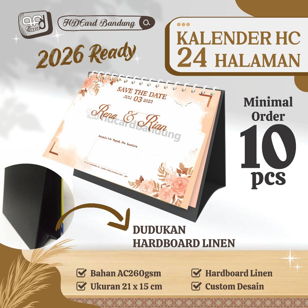 

[24 Halaman] Kalender Meja Hardboard 12 Lembar Cetak 2 Muka Kalender HC