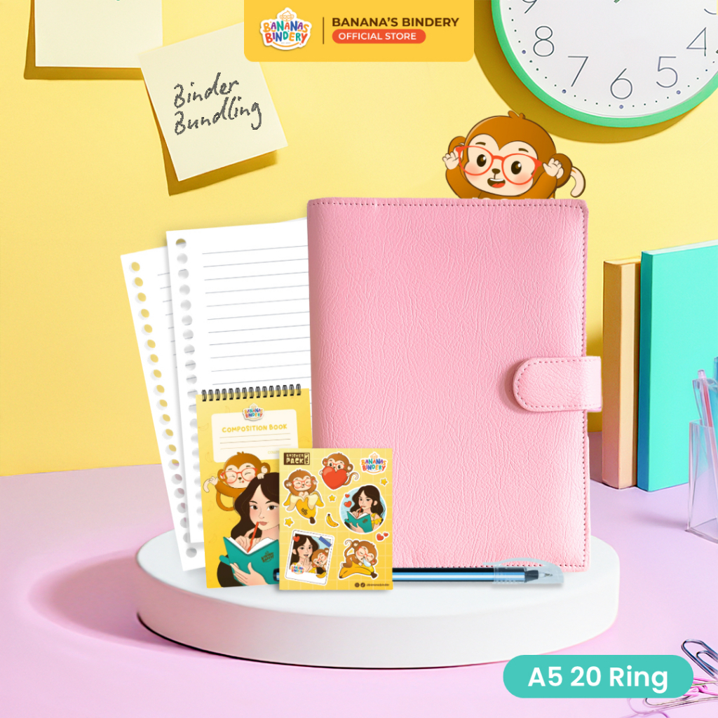 

Bananasbindery Binder A5 BUNDLING [ISI 2pcs] 1pcs Binder Polos Premium+ 1 pack Kertas A5 100 Paper Stationery