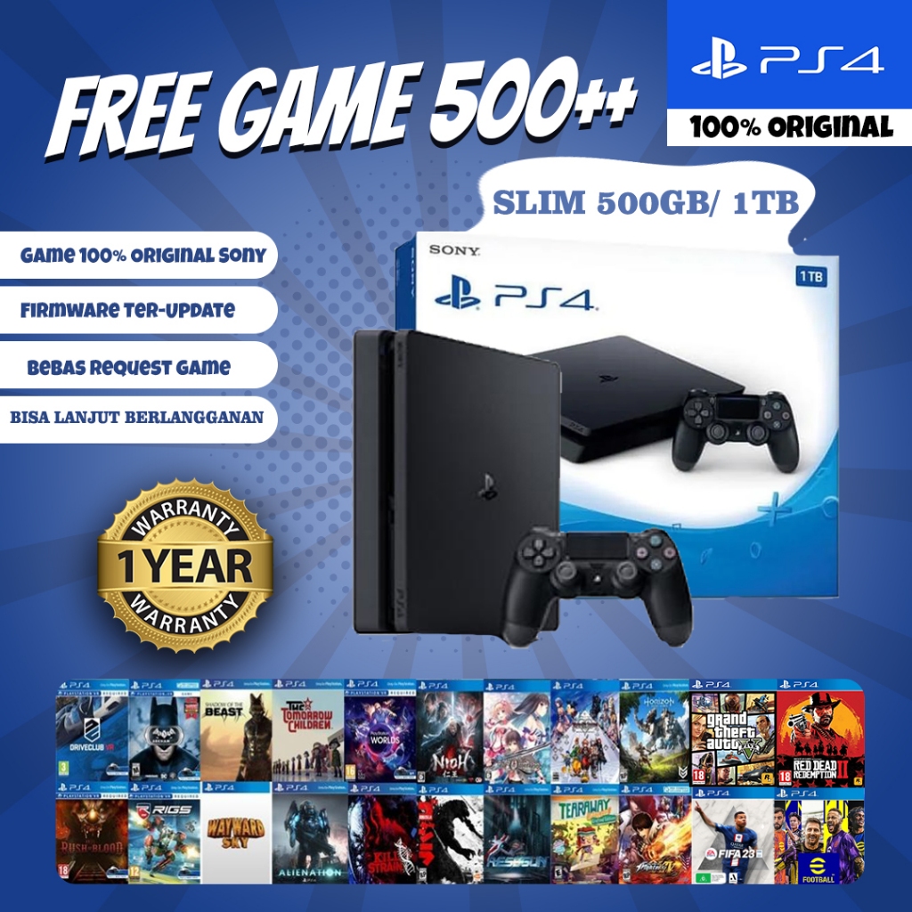 SONY PS4 SLIM ORIGINAL 500GB/ 1TB Playstation 4 Original - Garansi 1Tahun