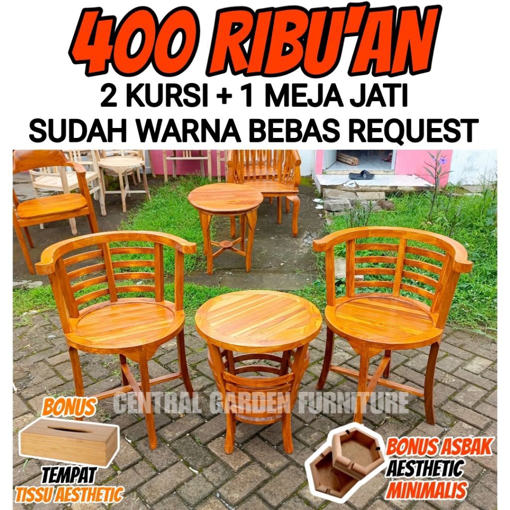 Set Teras Cantik Jati Termurah Kursi Teras Aesthetic Meja Teras Minimalis