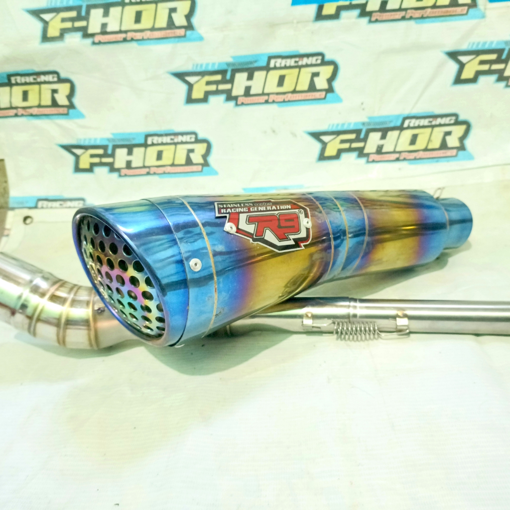 KNALPOT RACING R9 H2 BLUE PNP REVO SUPRA VEGA R BLADE KARISMA ASTREA SHOGUN SMASH LEGENDA FORCE WIN1