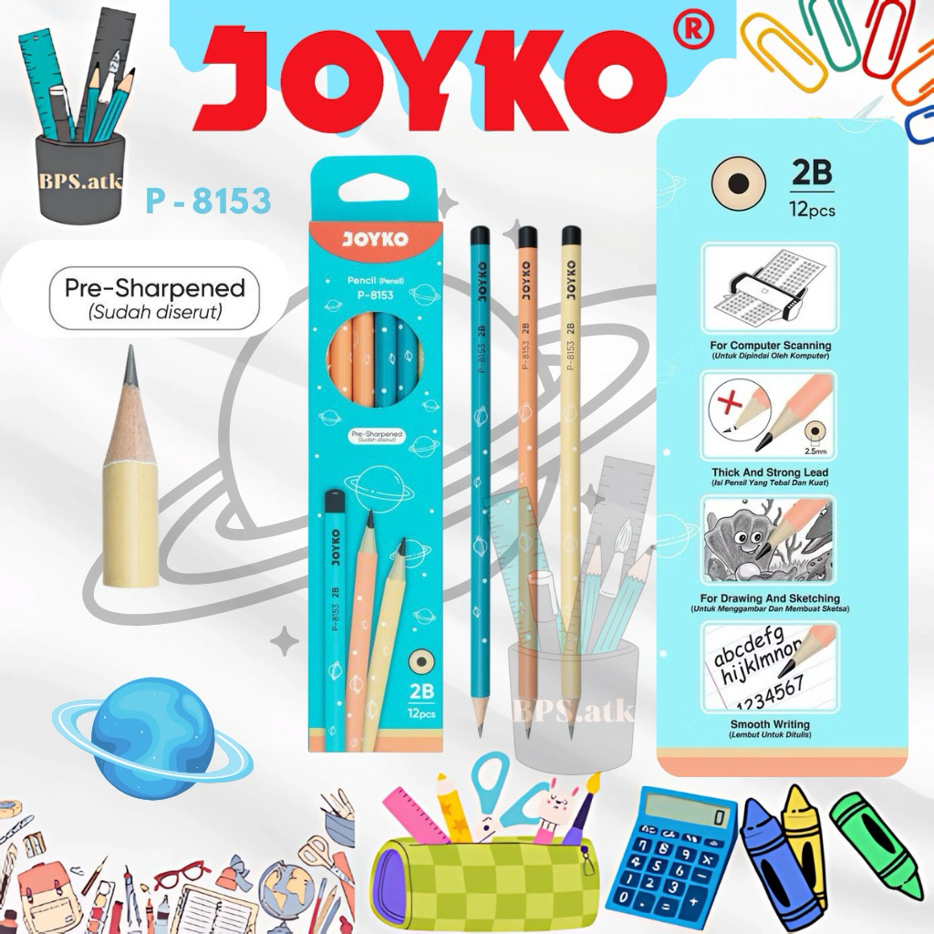 

(12pcs) Pencil / Pensil JOYKO P - 8153 2B Pensil serut Anak sekolah