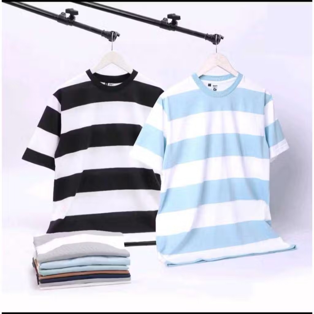 Kaos Stripe Dewasa Premium Dark Series Lengan Pendek / Kaos Stripe Pria