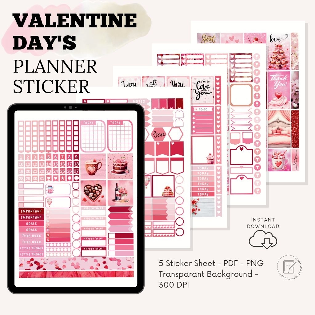

Valentine Day's Sticker Planner Digital, Sticker Digital, Sticker Printable