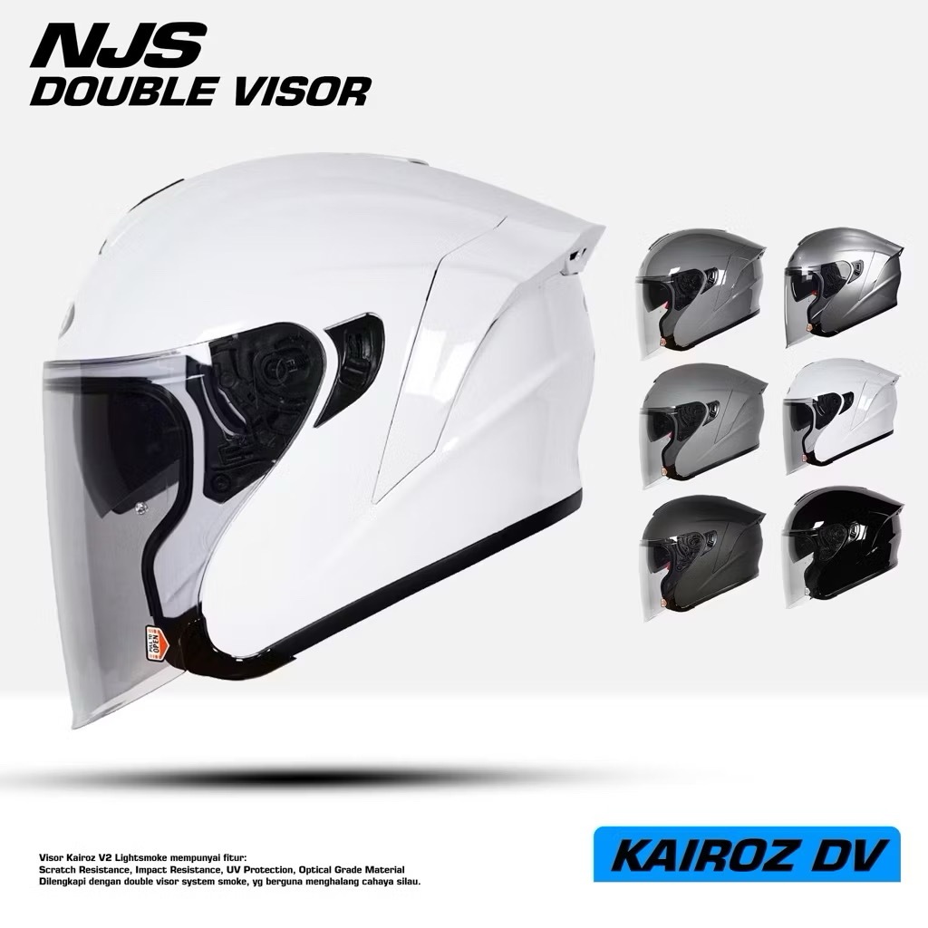 Helm NJS Kairoz DV Solid - Helm Half Face Double Visor