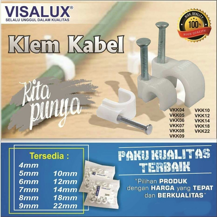 Beliajadulu88 Klem Kabel Paku Beton No 4 - 10 Diameter Paku 4mm - 10mm 5 dan 10 pcs VISALUX