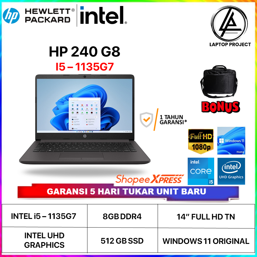 HP 240 G8 Intel Core i5-1135G7 16GB SSD 512GB 14 inch Windows 11 Home