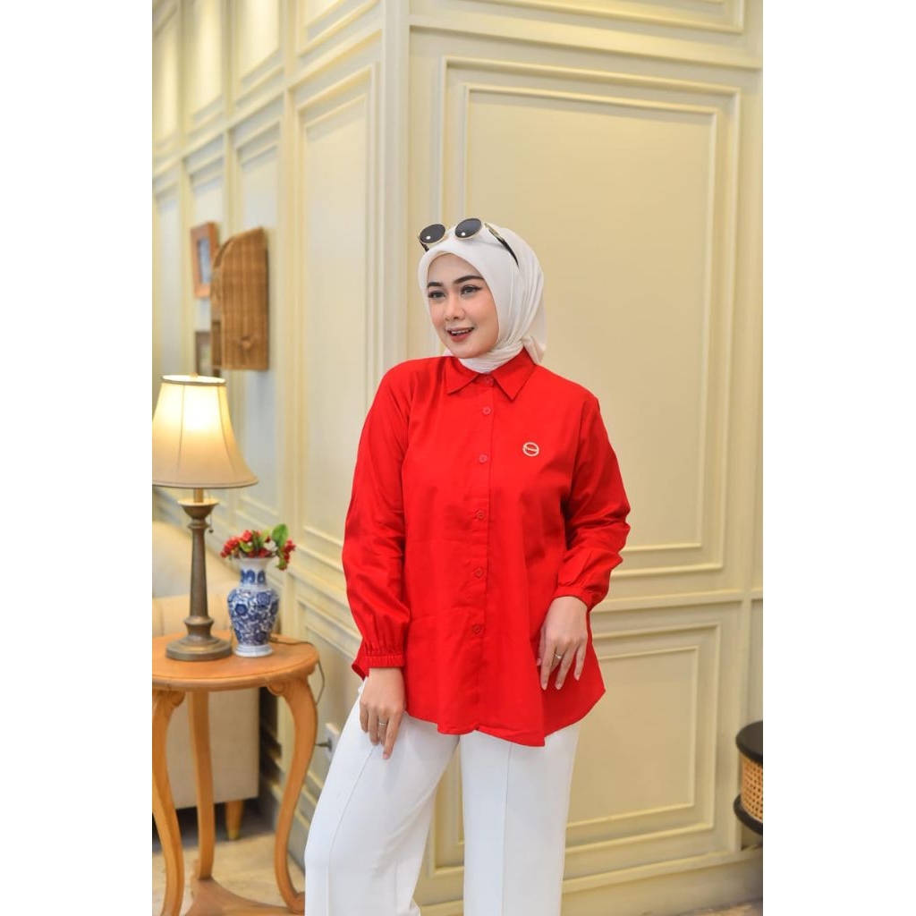 Atasan Blouse Kemeja Katun Premium Import Super lembut Dan Adem By Dubai Khusus Kemerdekaan Indonesi