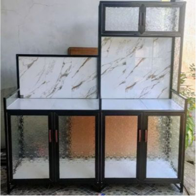 Lemari Dapur Rak Piring Rak Kompor Kitchen Set 2 In 1 Alumunium Tiang Hollow Std