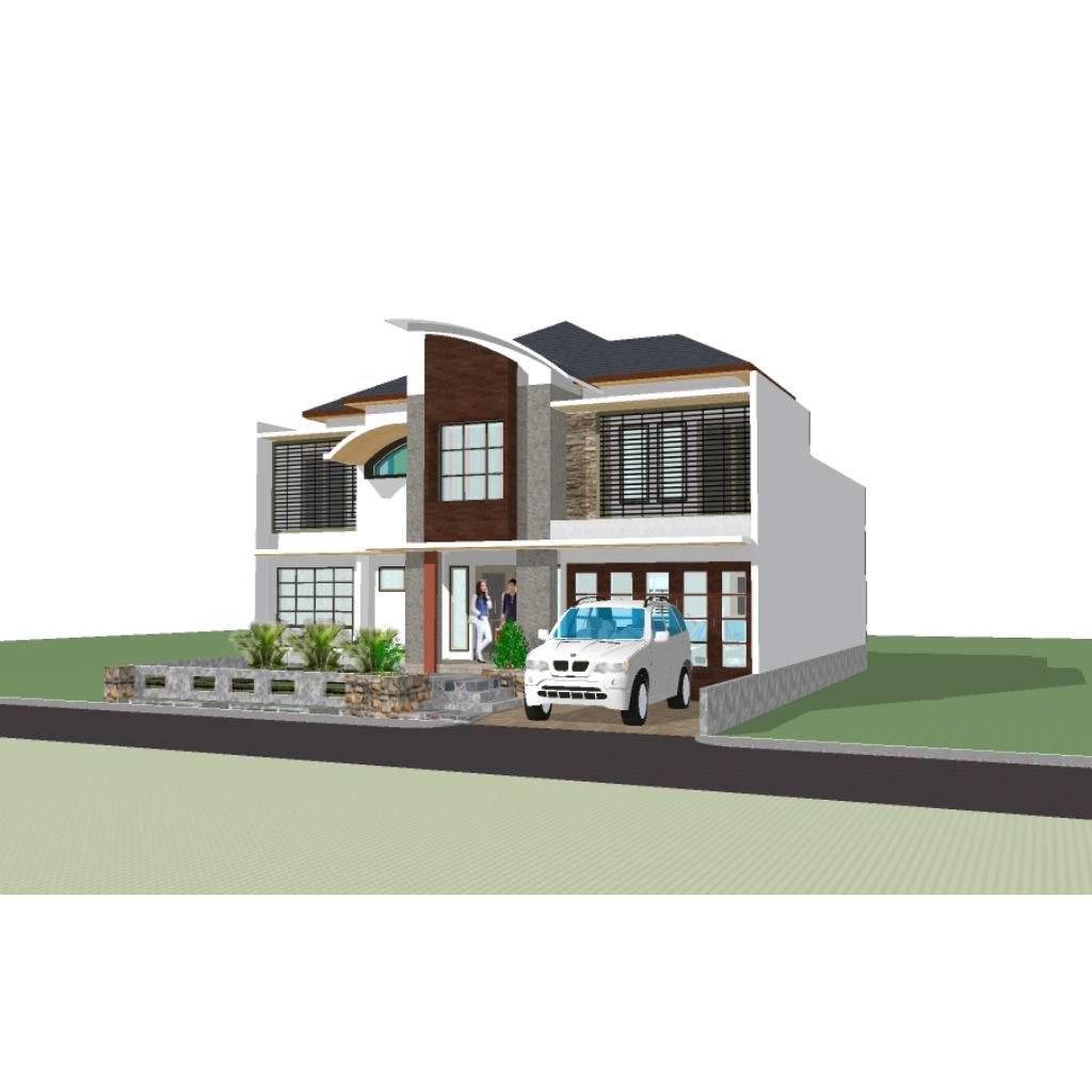 Dessin rumah 2 lantai, ukuran 15x20, 6 kamar tidur. paket desain jadi include gambar kerja