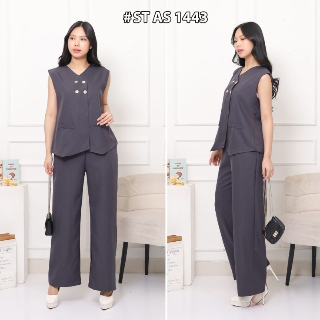 (1443)Set Rompi Celana Wanita One Set Setelan Vest Wanita Kekinian