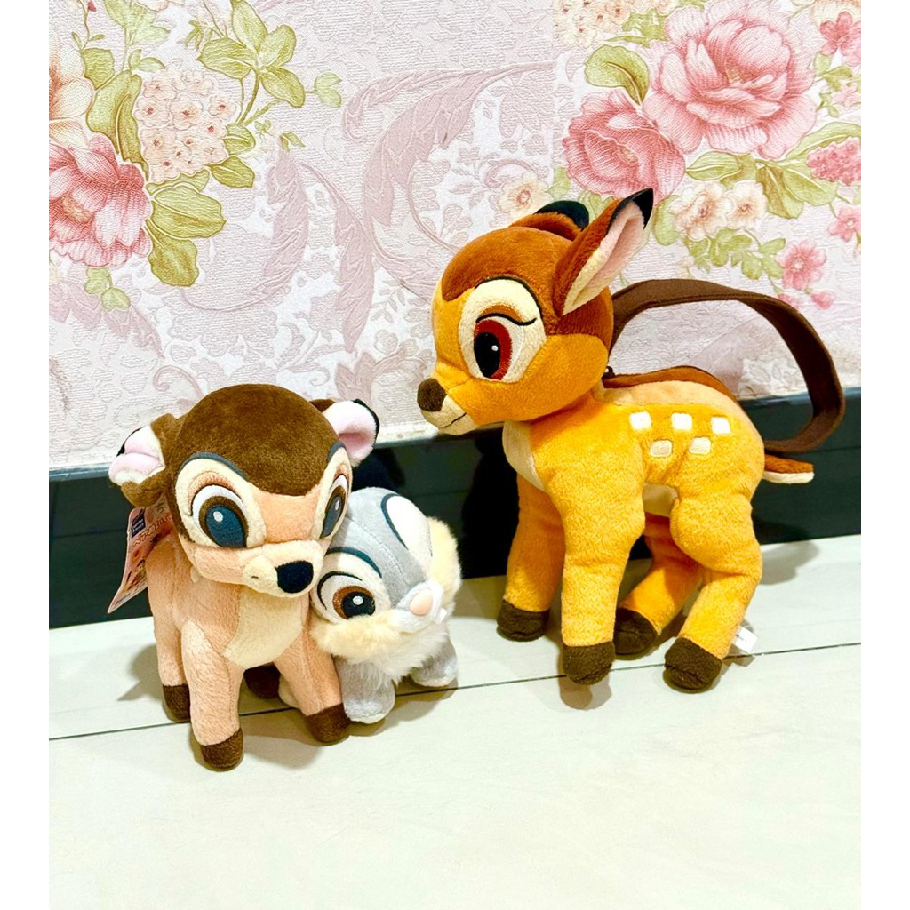 Boneka Plushie Bambi nempel Thumper & Tas mini Bambi Disney Sega