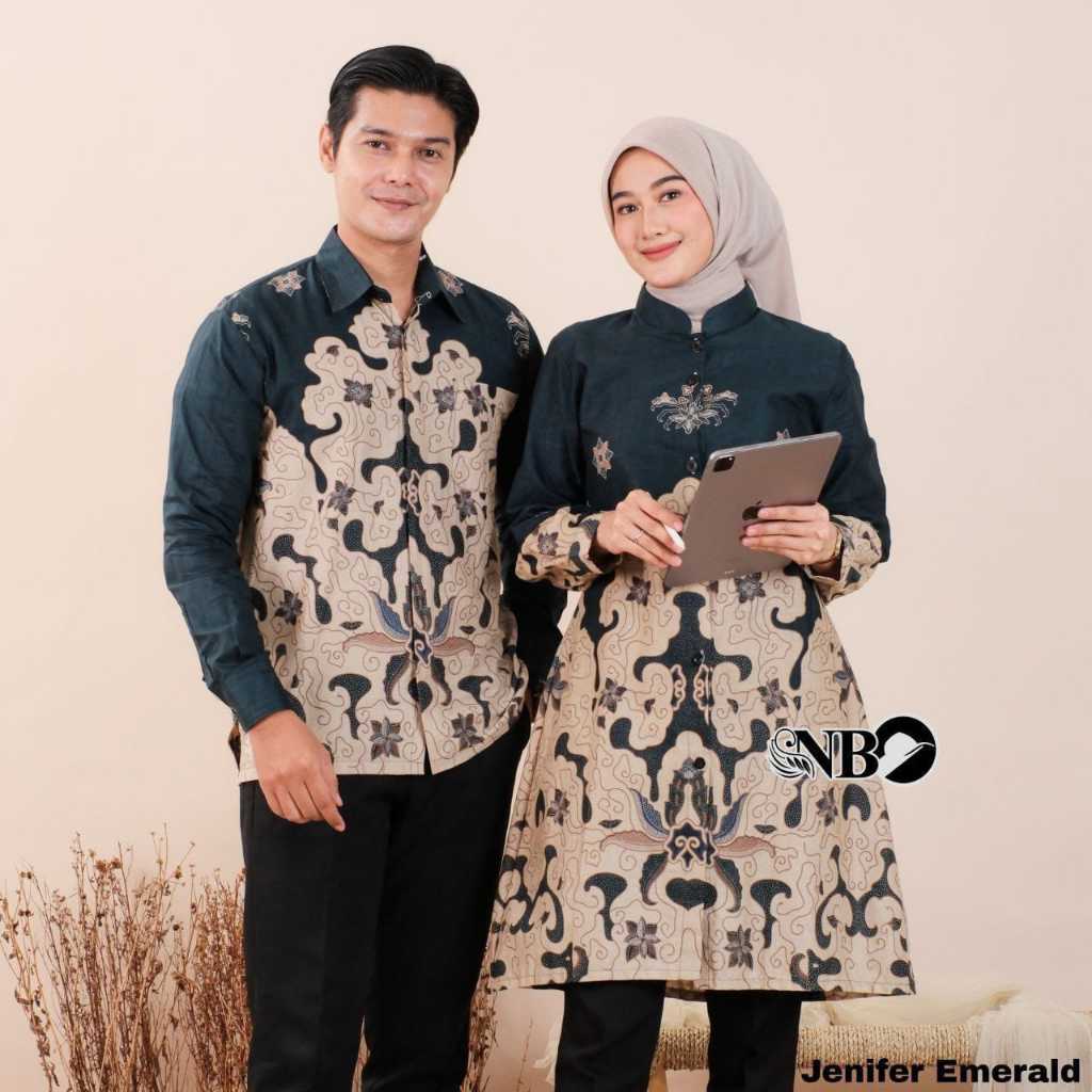 couple kemeja dan tunik motif jenifer terlaris cantik dan elegan