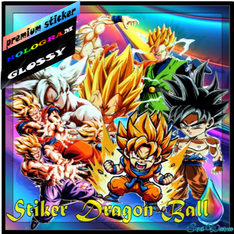 

DRAGON BALL Stiker Premium Anime Glossy & Hologram Songoku ukuran +-6-12cm