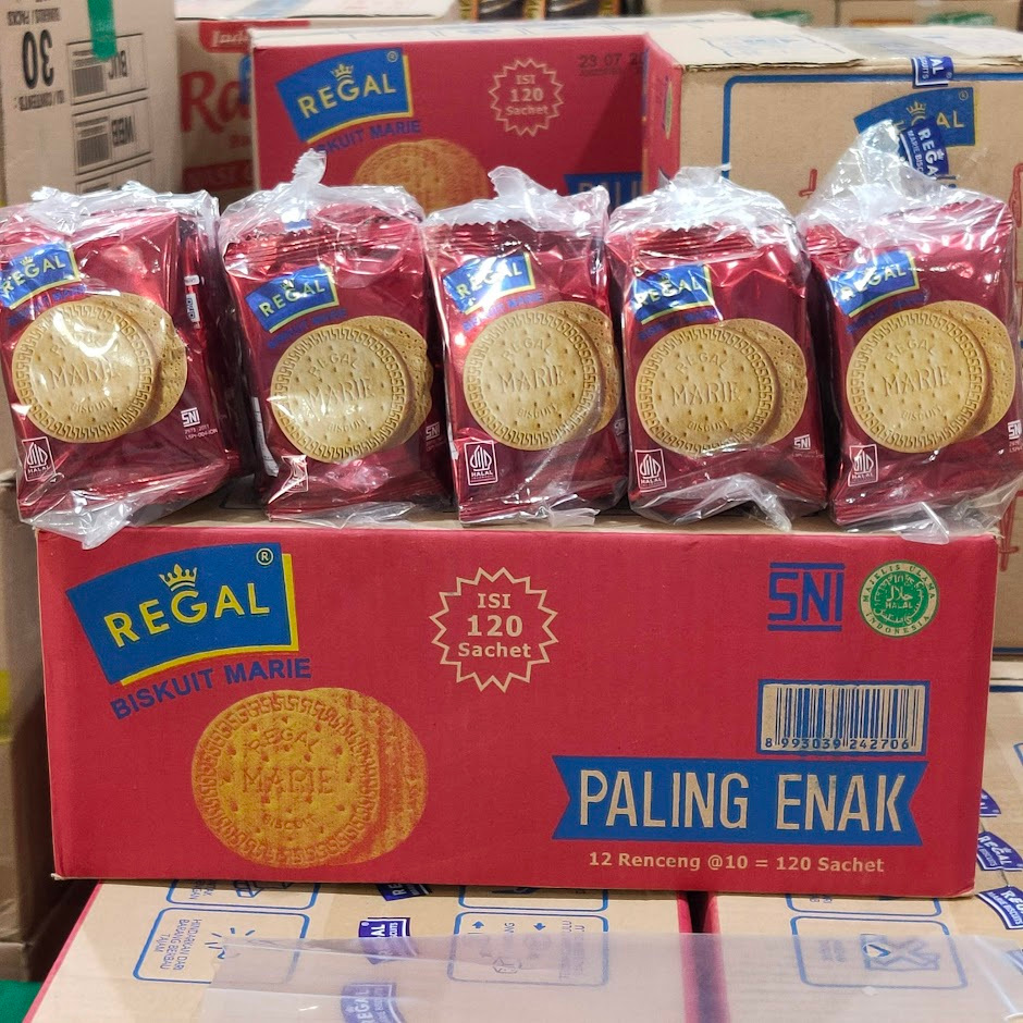 

1 Dus Regal Biskuit Marie Ecer 1.000 Isi 120pcs / 1 Karton Regal Sachet / Regal