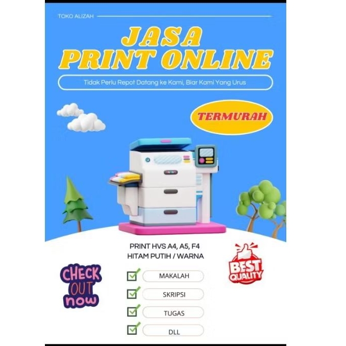 

Print Online A4, F4, Buku, makalah, Skripsi, Tugas (Hitam Putih / Berwarna)