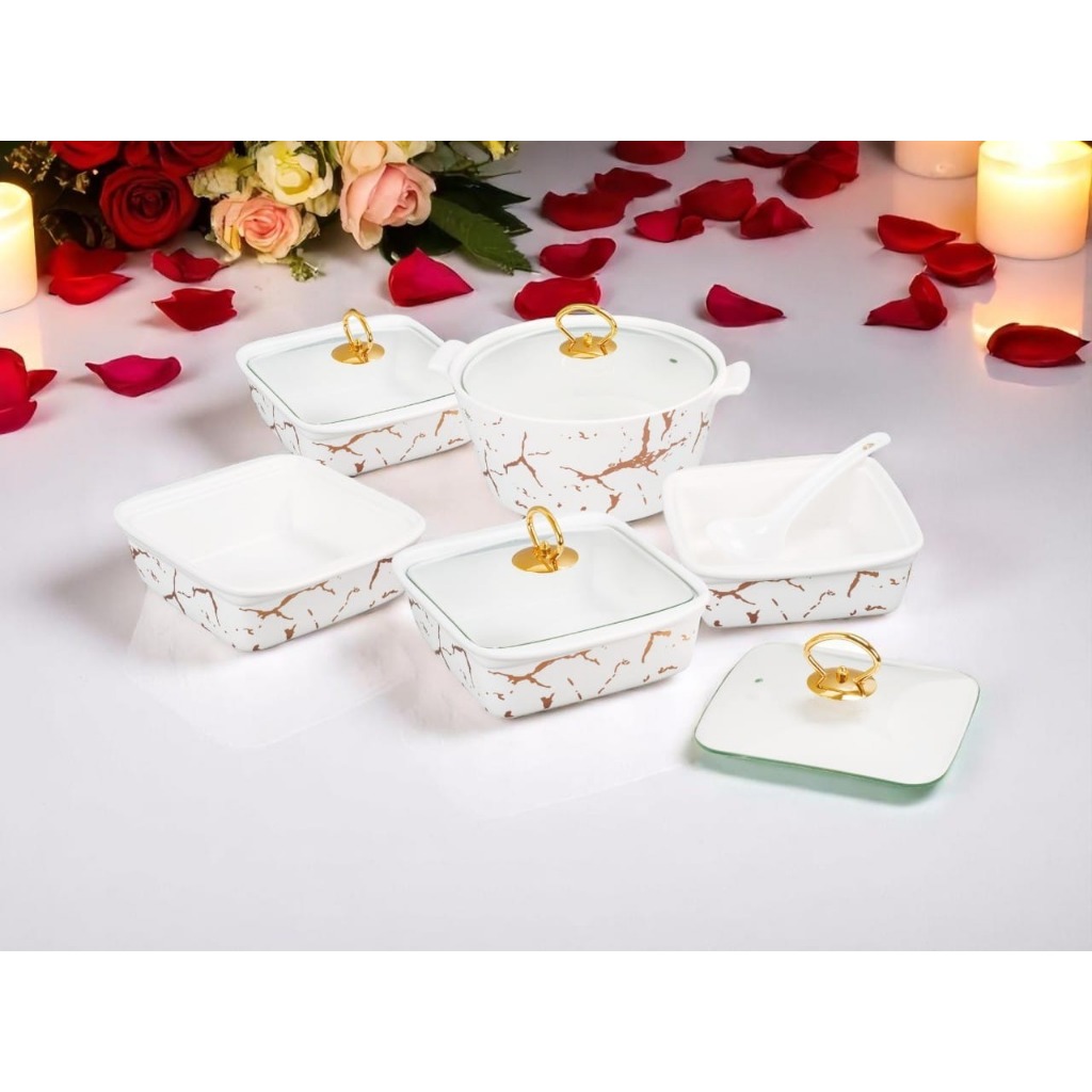 Prasmanan Set Ivana Vicenza Wadah Saji Sup Motif Eternity Gemini Marble SC89 CRS89 SM89