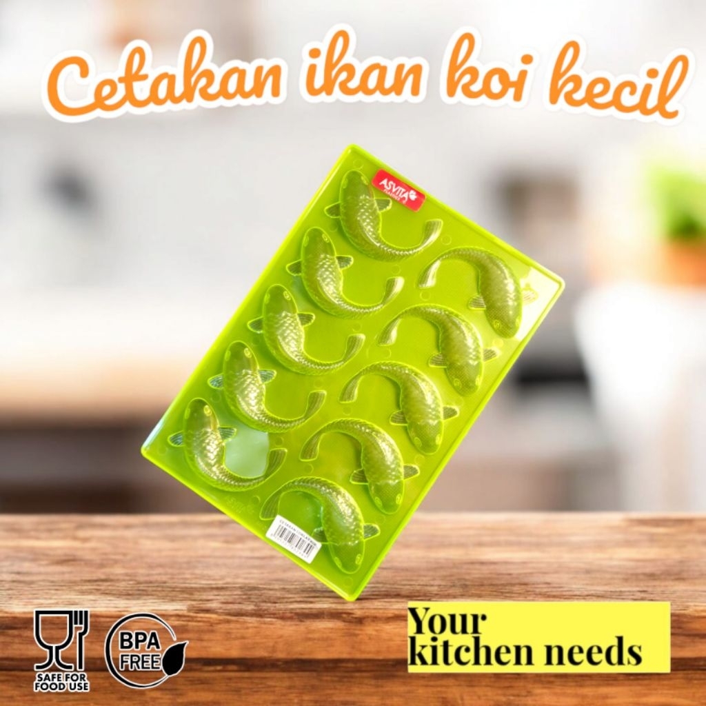 ASVITA KTS 851 Cetakan jelly ikan koi kecil isi 10 lubang/ cetakan agar-agar motif ikan koi mini pla