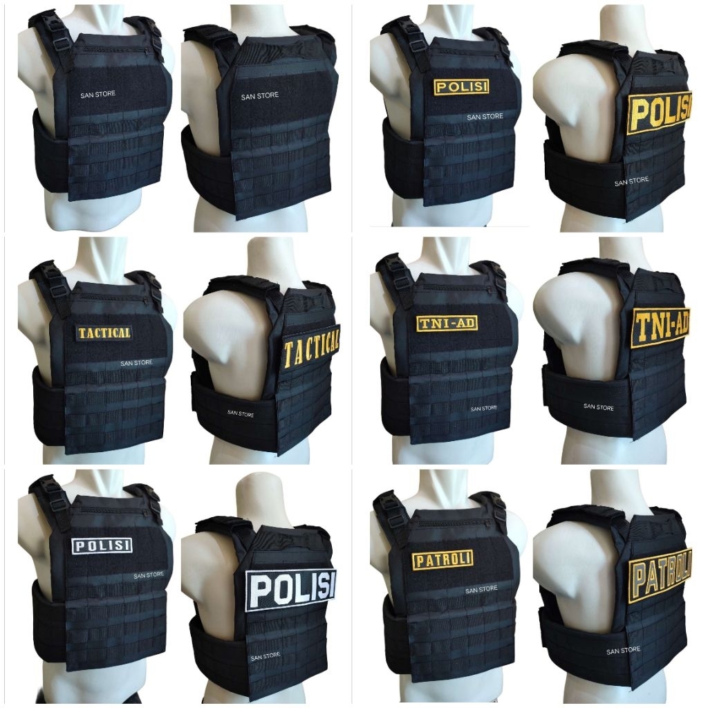 ROMPI ANTI ANGIN/BODY VEST POLISI/TNI AD/TACTICAL/PATROLI TANPA MAGASEN HITAM