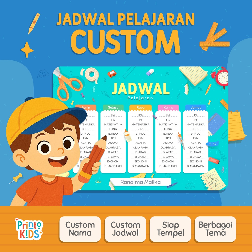 

Poster Jadwal Pelajaran Custom Alat Tulis Sekolah Printokids