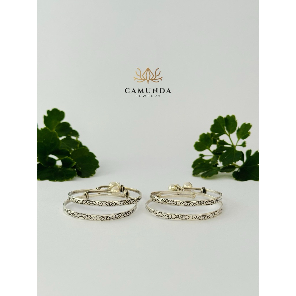 gelang bayi perak motif patra bali satu set