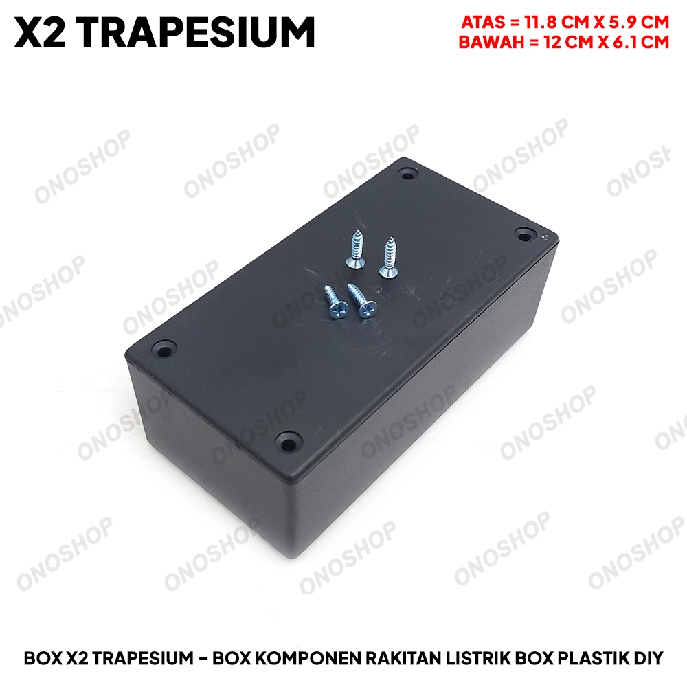Box X2 Trapesium + Sekrup - Box Komponen Rakitan Elektronik Box Plastik DIY
