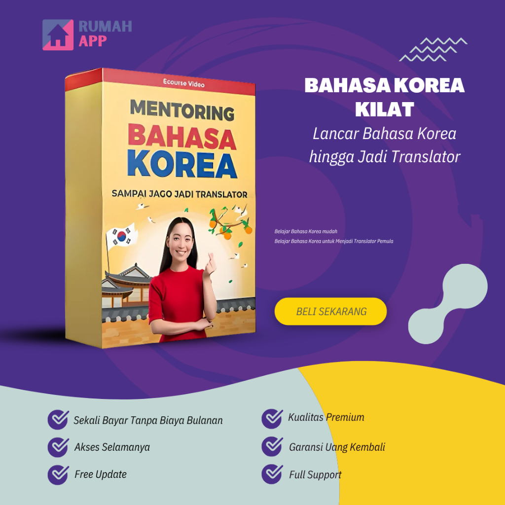 BAHASA KOREA KILAT - Lancar Bahasa Korea hingga Jadi Translator Penerjemah Handal Materi Video Pembe