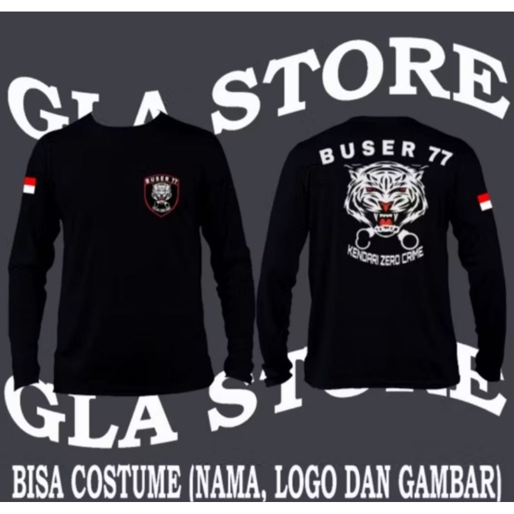 Kaos Lengan Panjang BUSER 77 Kendari Zero Crime Baju Distro Unisex
