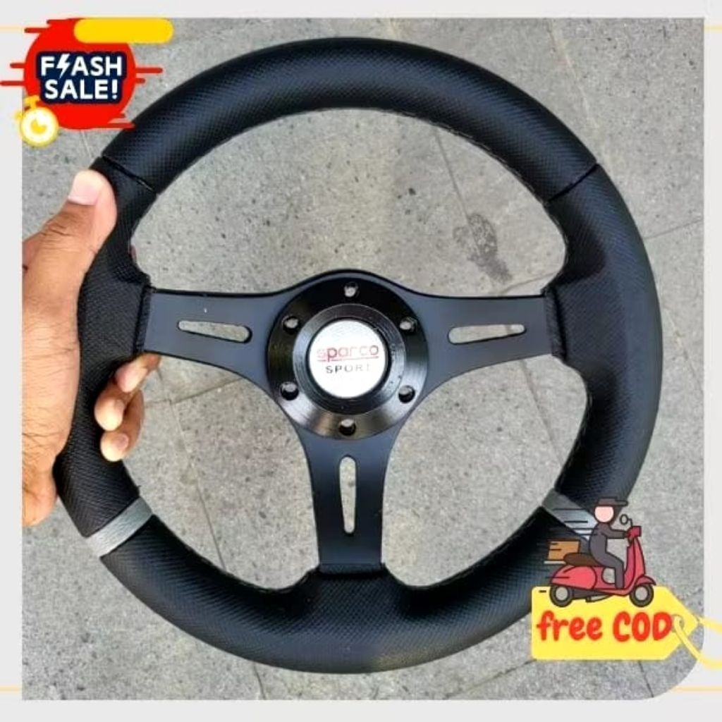 SETIR STIR MOBIL RACING SPARCO UNIVERSAL SEMUA MOBIL UKURAN 10-14 INCH KUALITAS PREMIUM WARNA HITAM